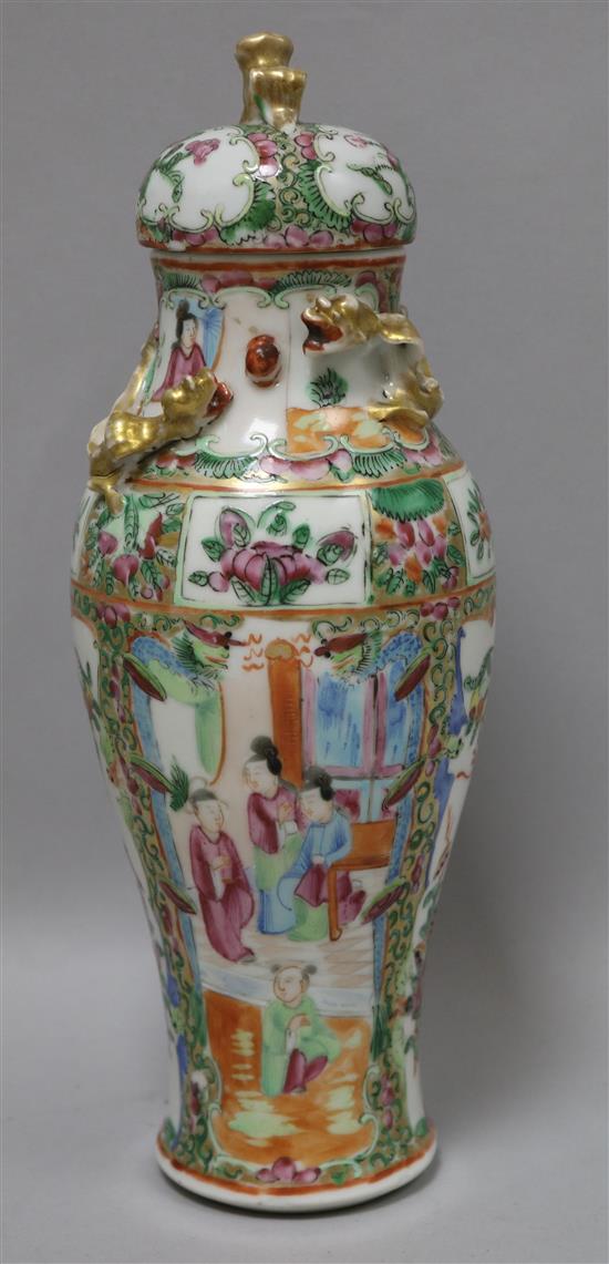 A Cantonese vase and cover 28.5cm